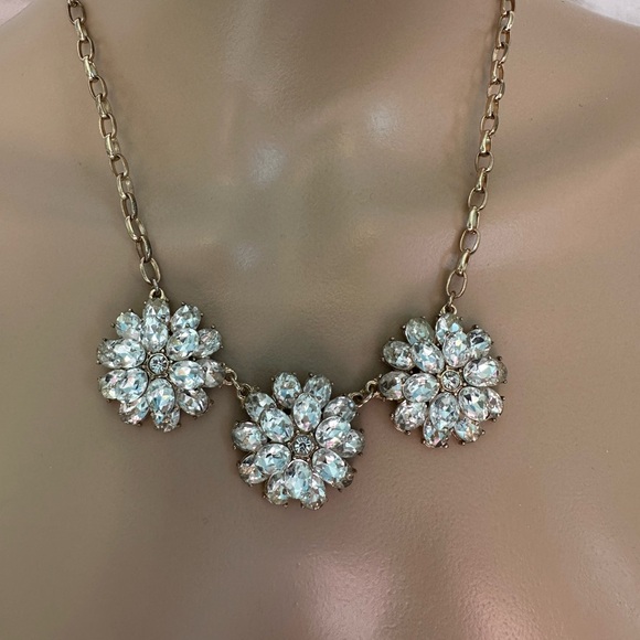 J. Crew Jewelry - J. Crew Gold Necklace with Crystal Floral Design